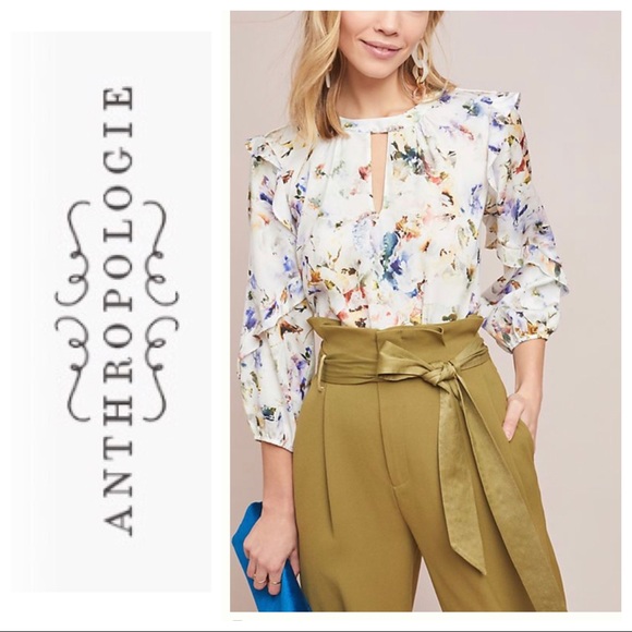 Anthro Dolan Left Coast Araminta Ruffled Top - Picture 1 of 6